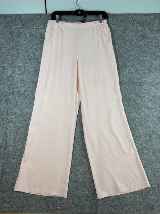 GO BY GO SILK Pants - GO Silk 100% Silk Wide Leg Pants Pink Medium Quiet Luxury Resort Minimalist